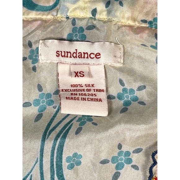 Sundance Silk Floral Embroidered V Neck Tunic Top Blouse Womens XS - Picture 2 of 8